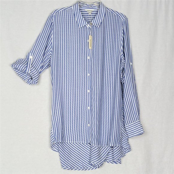 Max Studio Button Down Long Sleeve Button-Fold Shi - Picture 3 of 7